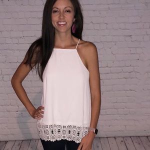 White Tank with Crochet Detail